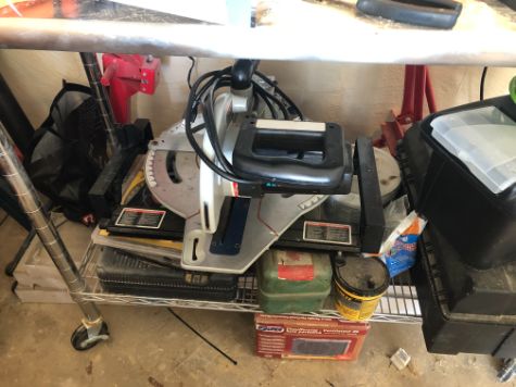 Miter saw storage shelf