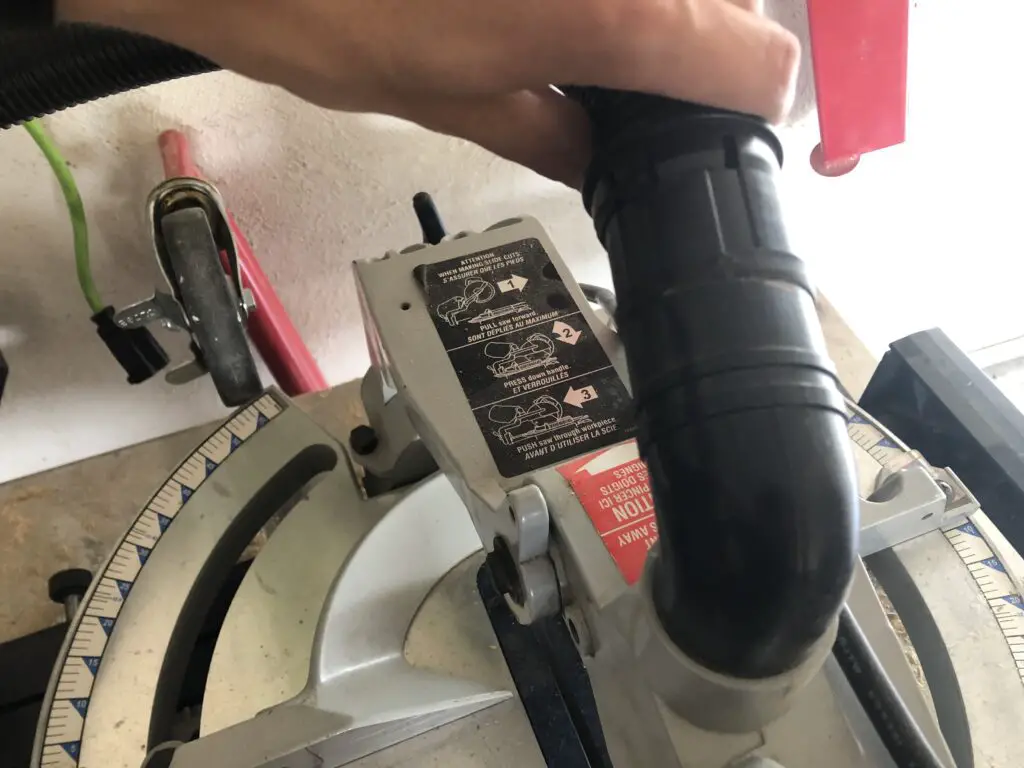 miter saw with attached shop vacuum